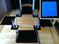A photo of Set of 4 Perspex Place Mats and Coasters (Blue)